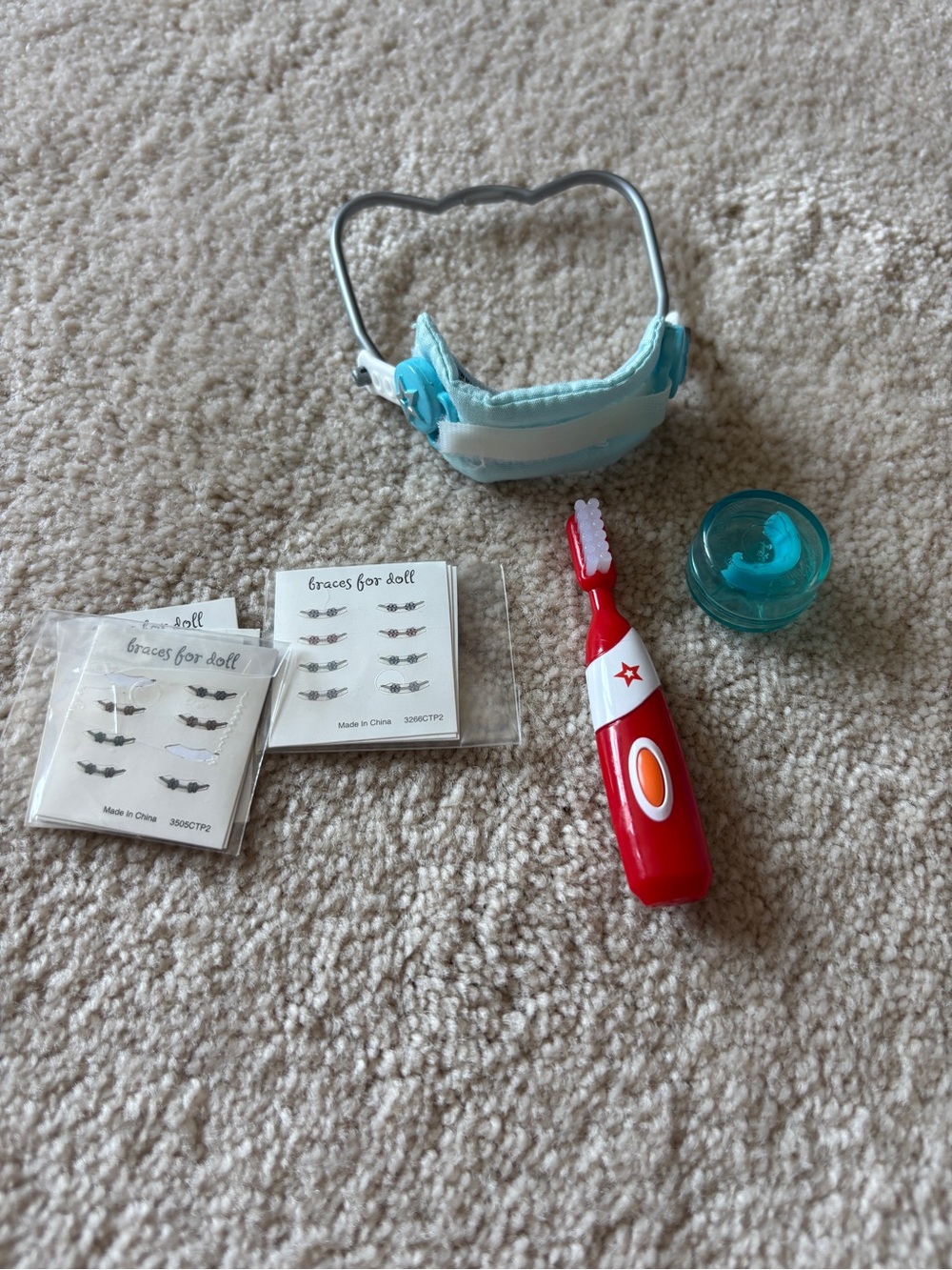 American Girl Light Blue Doll Dental Set with Red Toothbrush